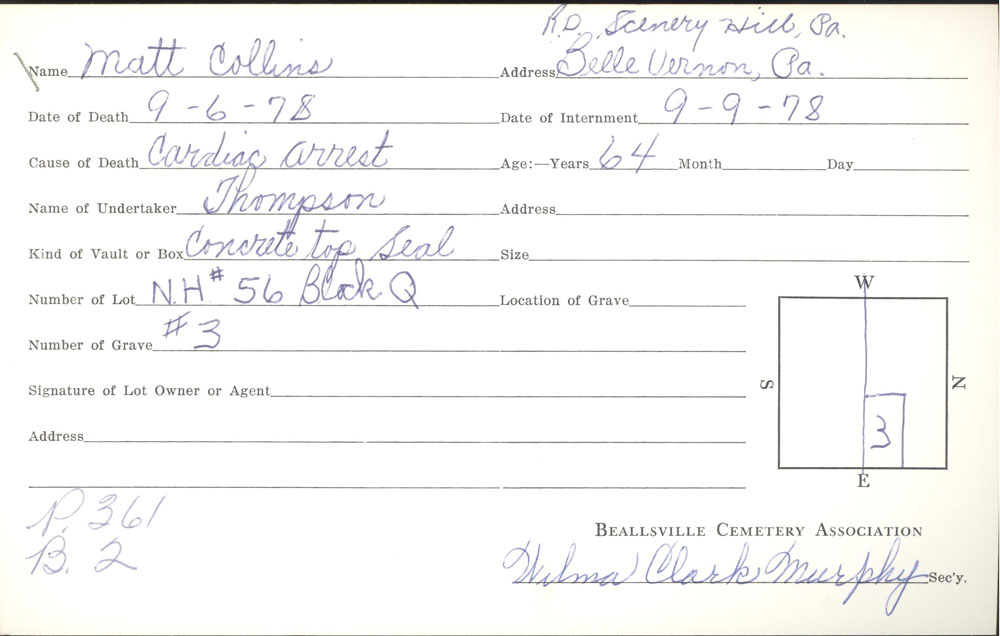 burial card